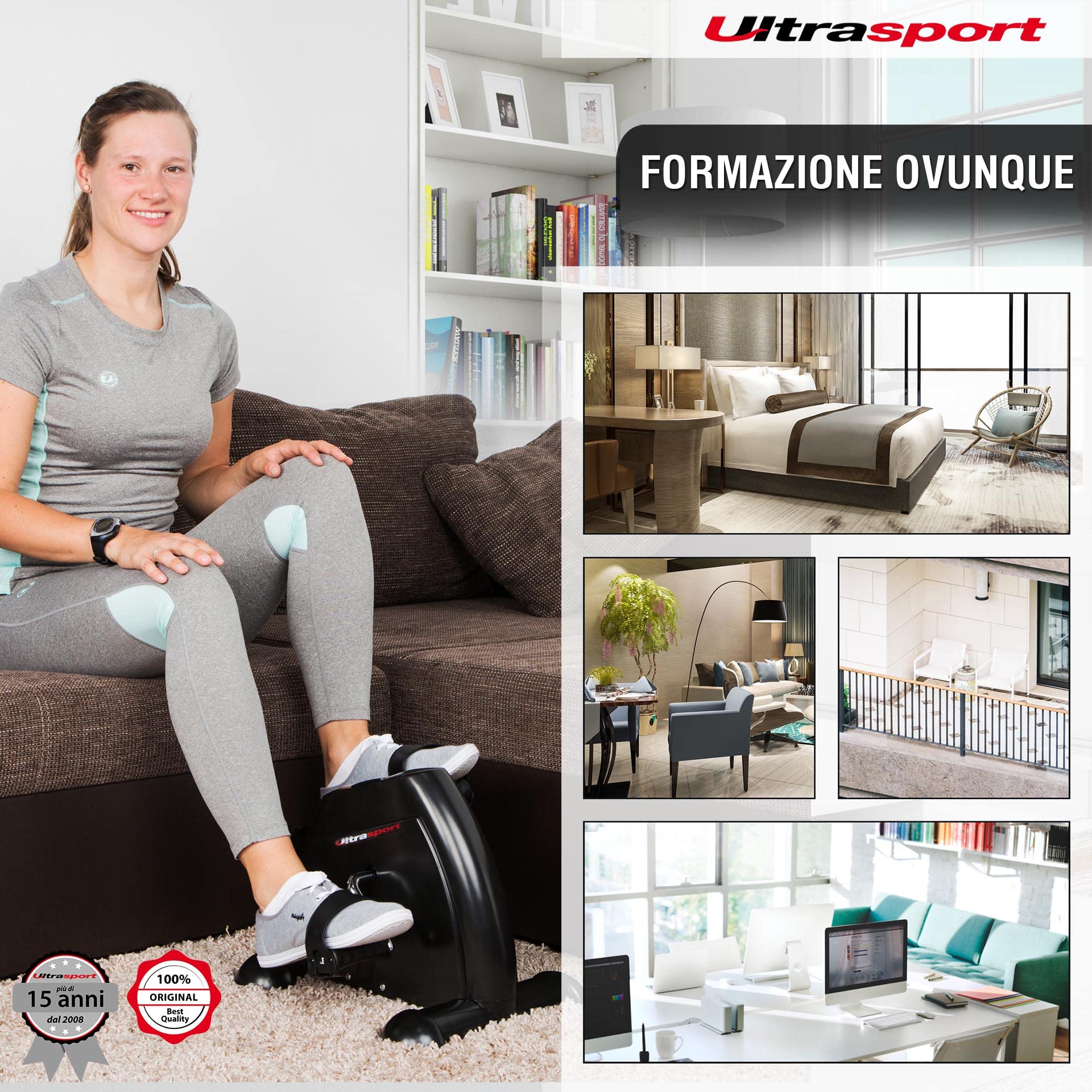 Ultrasport Mini Bici, Compact Cyclette Esercitatore, per Braccia e Gambe Esercitatore a Pedale, Ideale per Anziani