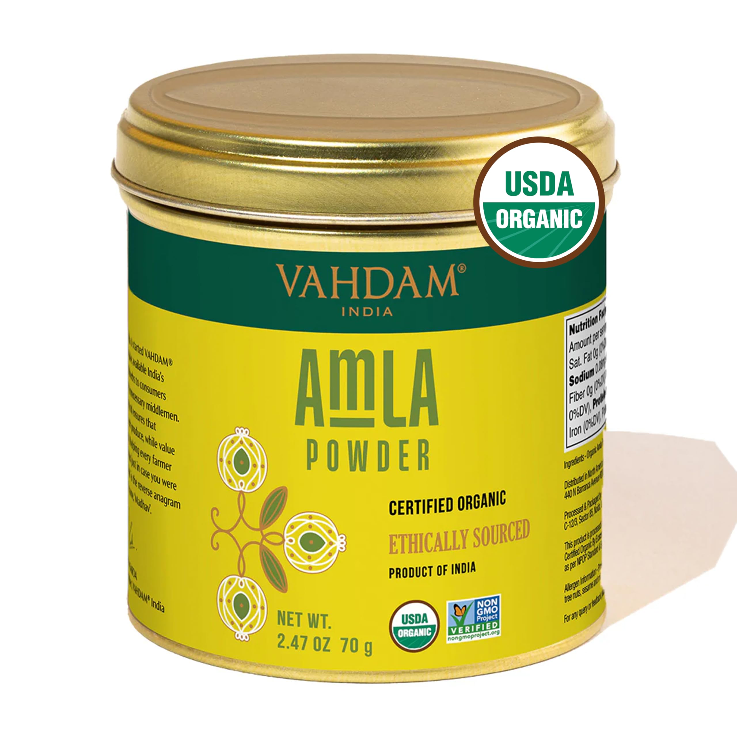 VAHDAM, Organic Amla Powder (2.47oz/70g) Gluten Free, Non GMO, 100% Raw Indian Gooseberry Powder (Amalaki) Perfect for Cooking, Juices, Smoothies | Direct from Source