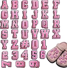 37 Pcs Shoes Charms, Alphabet Letter and Numbers A-Z 0-9 Shoe Charms, Durable Shoe Accessories, Waterproof PVC Shoe Decorations Compatible for Crocs, DIY Decorative Shoe Gifts For Boys Girls(Pink)