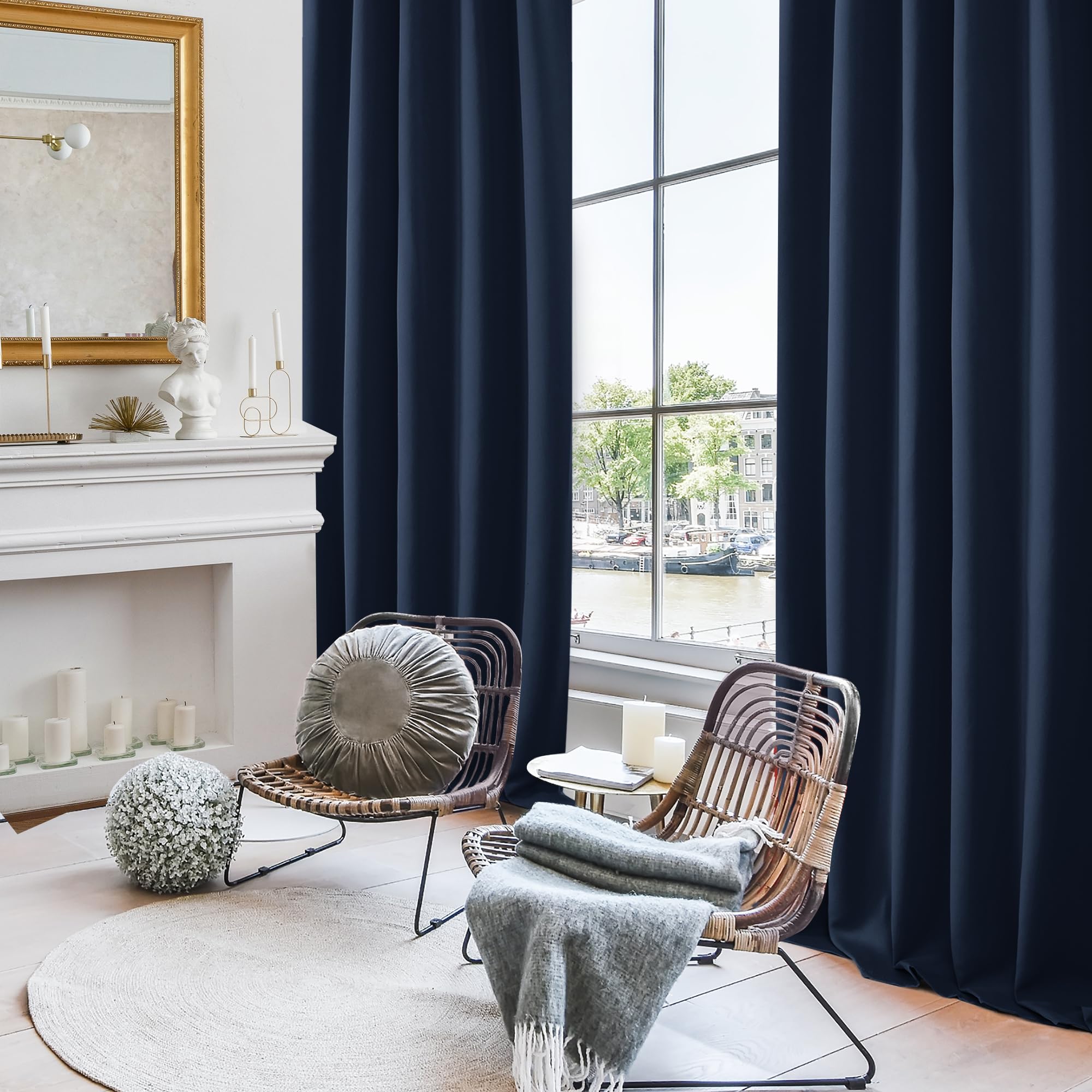 Deconovo Blackout Curtain For Indoor Use, Noise Reducing, Navy Blue 1 Panel