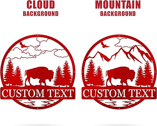 Miniatura 9 de Custom Outdoor Bison Circle Monogram Sign  Lone Bison Decor  Bison Camp Sign  Buffalo Decor  Bison Name Metal Sign  Gift for Him