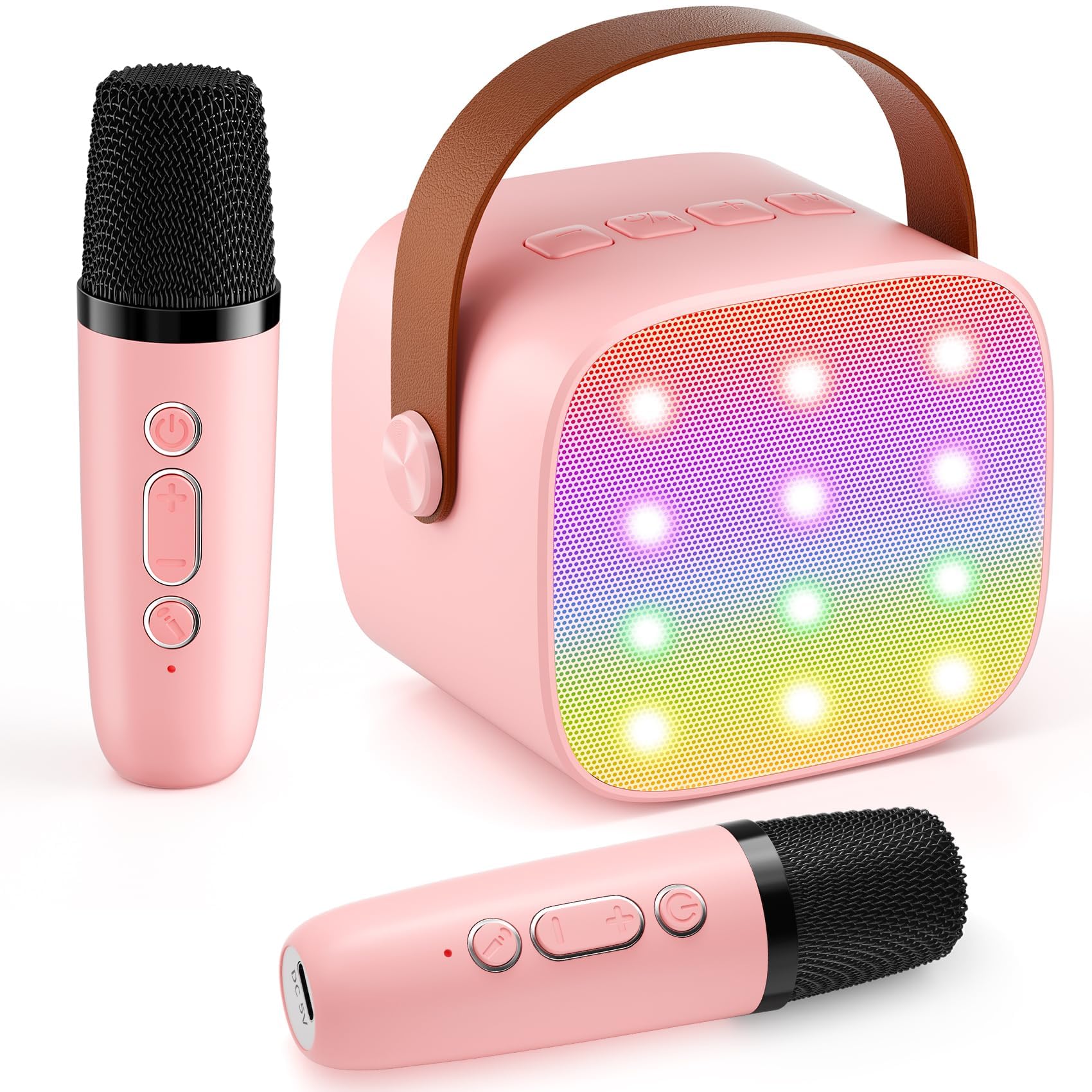 Mini Karaoke Machine with 2 Wireless Microphones, 2025 TOP Kids Portable Bluetooth Karaoke Machine for 3, 4, 5, 6, 7, 8, 9,10,11,12+Year Old, Christmas Birthday Gifts for Girls Boys Adults Home Party