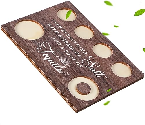 Tabla de chupito de tequila, regalos para mujeres y hombres, soporte para vasos de chupito, bandeja para servir con borde de sal, regalos de