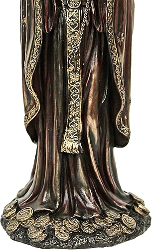 Miniatura 4 de Veronese Design 7.5" Santa Muerte Rosario Escultura de Resina de Oración Acabado de Bronce Antiguo