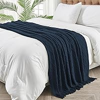 Vista 294 de inhand Knitted Throw Blankets for Couch and Bed, Soft Cozy Knit Blanket with Tassel, Black Lightweight Decorative Blankets and Throws, Farmhouse