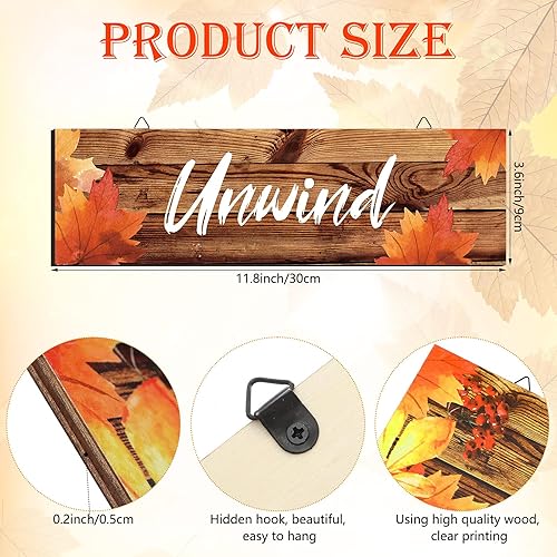 Miniatura 3 de Blulu 4 piezas de decoración de pared de baño de otoño, arte de pared de baño, decoración de madera de granja, decoración de madera, para relajarse