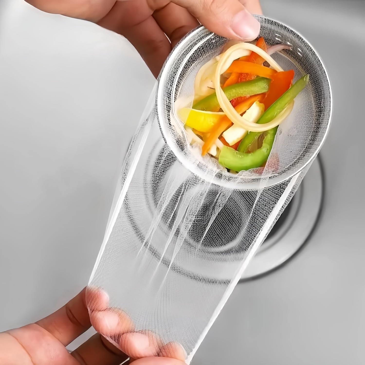 250 PCS Kitchen Disposable Mesh Sink Strainer Bag(4.7 x 7.8 Inch), Replacement Mesh Bags for Food Strainer Fits Most Sizes of Sink Strainer, Elastic Anti-Clogging Sink net