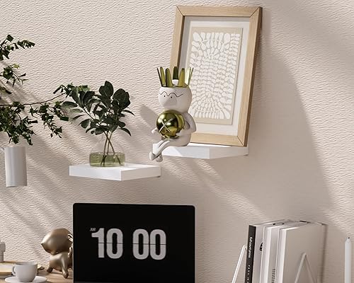 Miniatura 6 de Estantes flotantes blancos, estantes flotantes blancos para pared, estantes de pared con soporte invisible, estantes de baño, decoración de