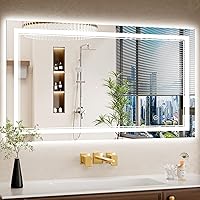 Vista 12 de Espejo de baño LED de 22 x 30 pulgadas con luces, antiniebla, retroiluminado + luz frontal, regulable, espejo de tocador LED para pared, espejo