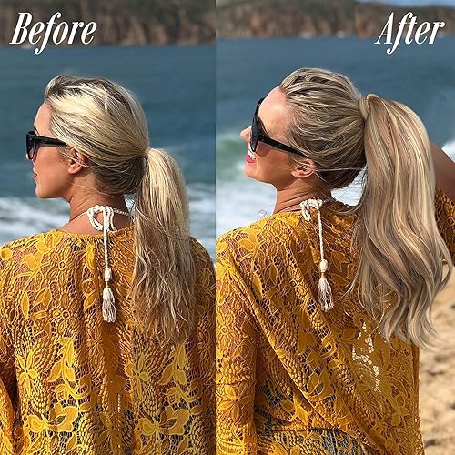 Miniatura 3 de SOFEIYAN Extensión de cola de caballo rizada de 15 pulgadas, cabello ondulado natural sintético resistente al calor, extensión de pelo con clip