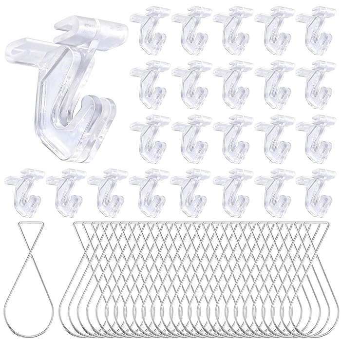 Buy Rustark Clear Hinged Ceiling Hooks, 60 Pack of Polycarbonate