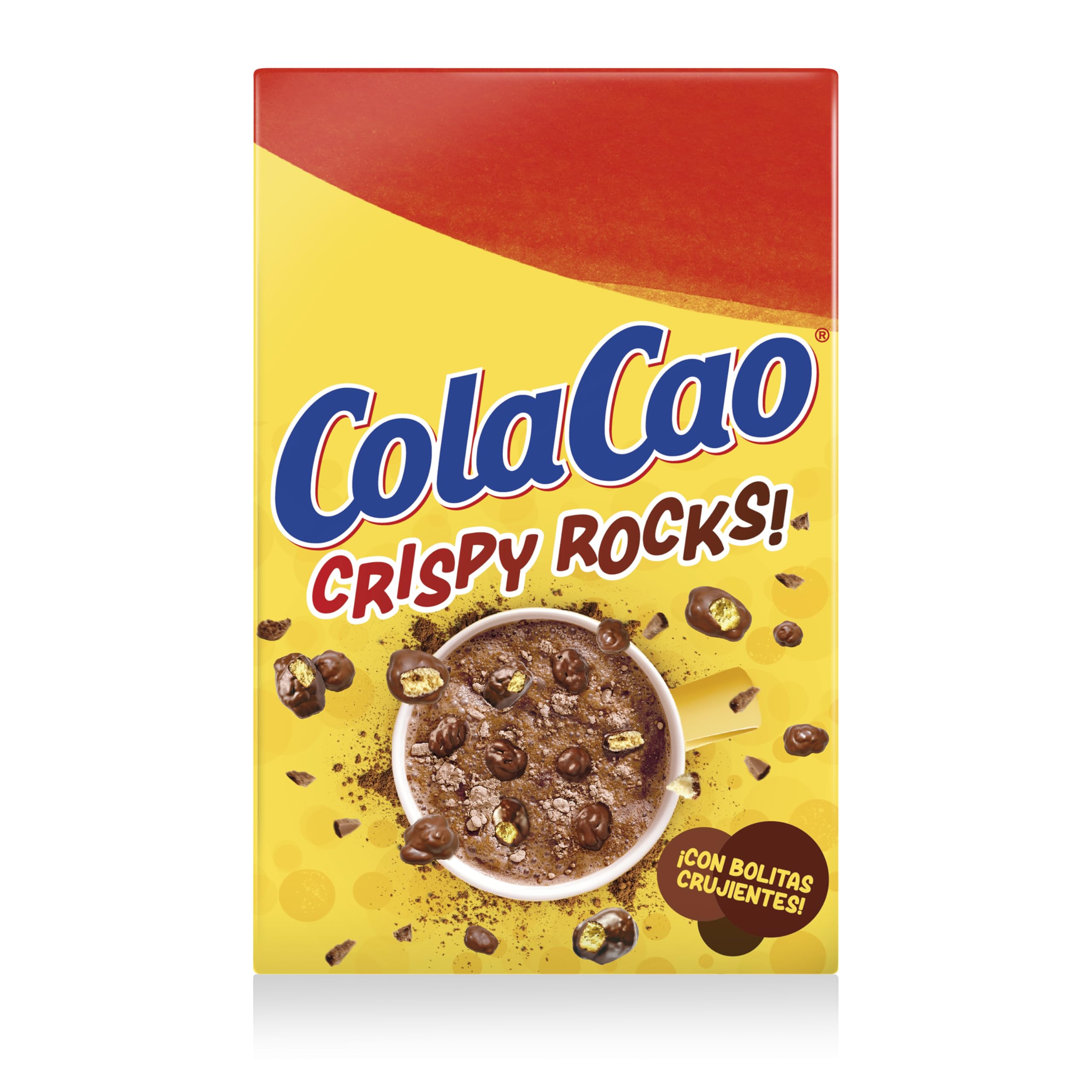ColaCao Crispy Rocks, Cacao con Bolitas de Galleta Crujientes Recubiertas de Chocolate, 6 Sobres Individuales, 132 g