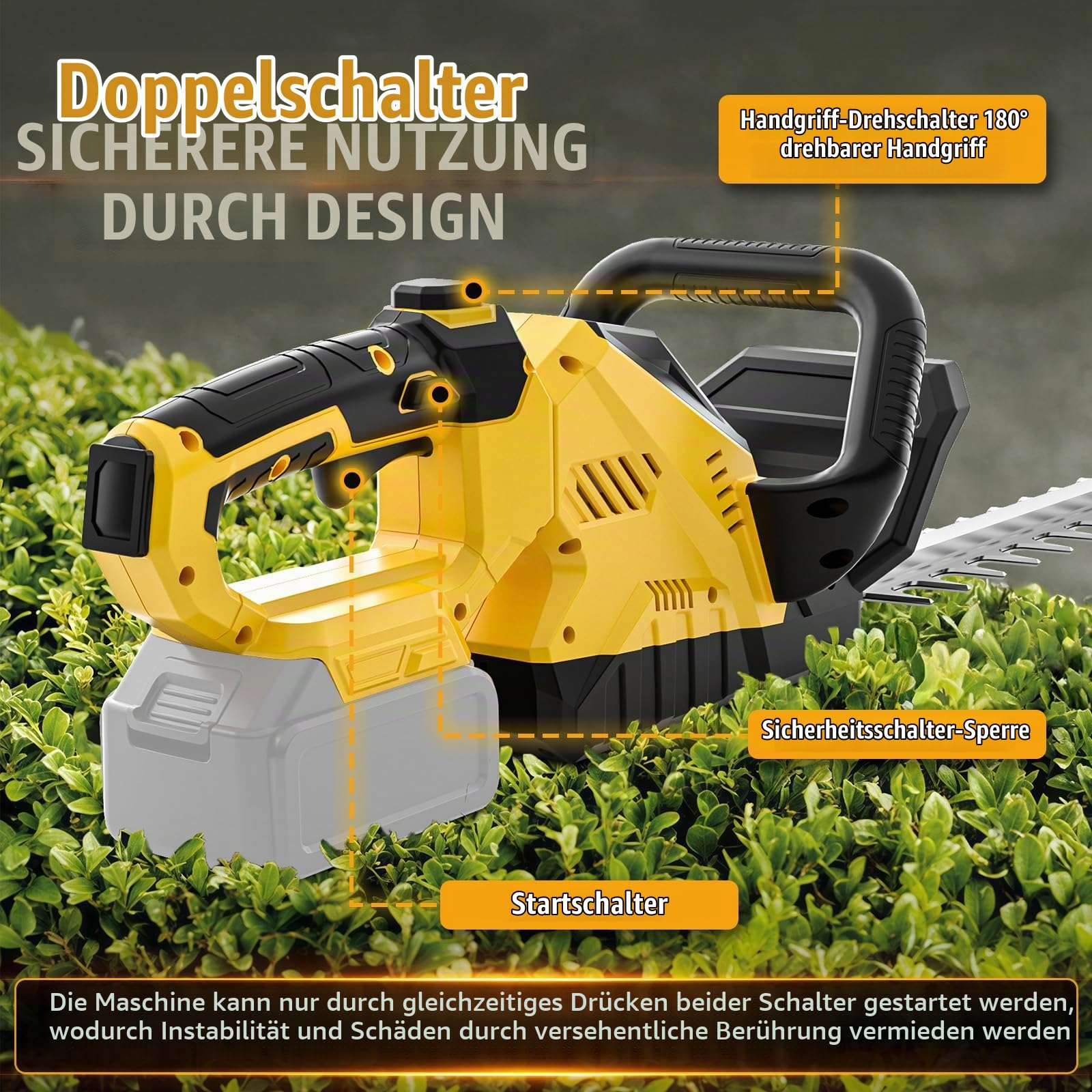 Akku Grasschere Strauchschere Set kompatibel mit Dewalt 18V 20V ohne Akku