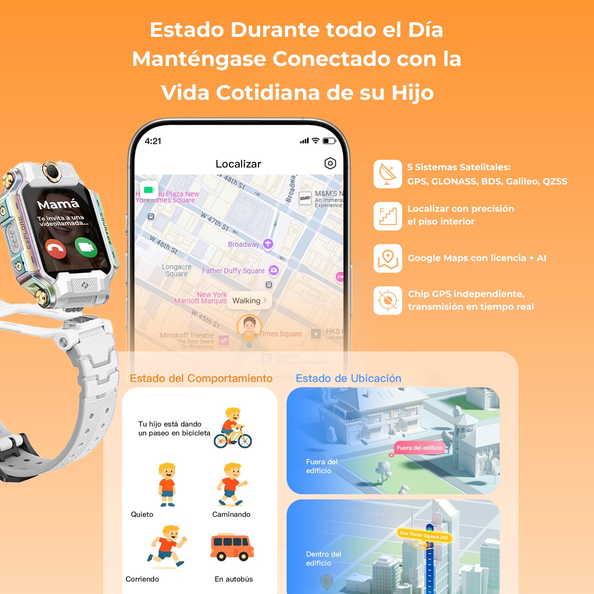 imoo X10 Reloj Inteligente Niño con GPS y Llamadas - 1.6alla, SOS, Localización en Tiempo Real (hasta Planta), App de Control Parental, IP68 - Smartwatch Niños 3-12 Años para Seguridad y Comunicación