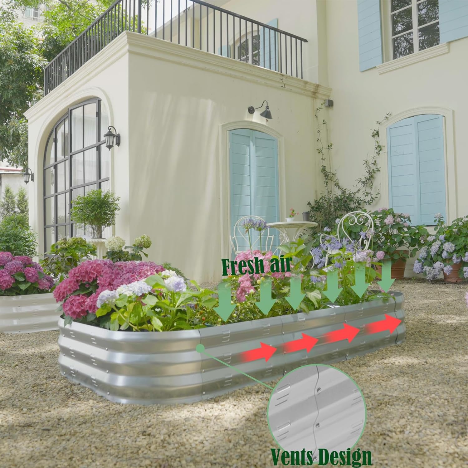 Galvanized Raised Garden Bed Kit, Large Metal Raised Garden Beds for Vegetables, Galvanized Planter Raised Garden Boxes Outdoor (2PCS)