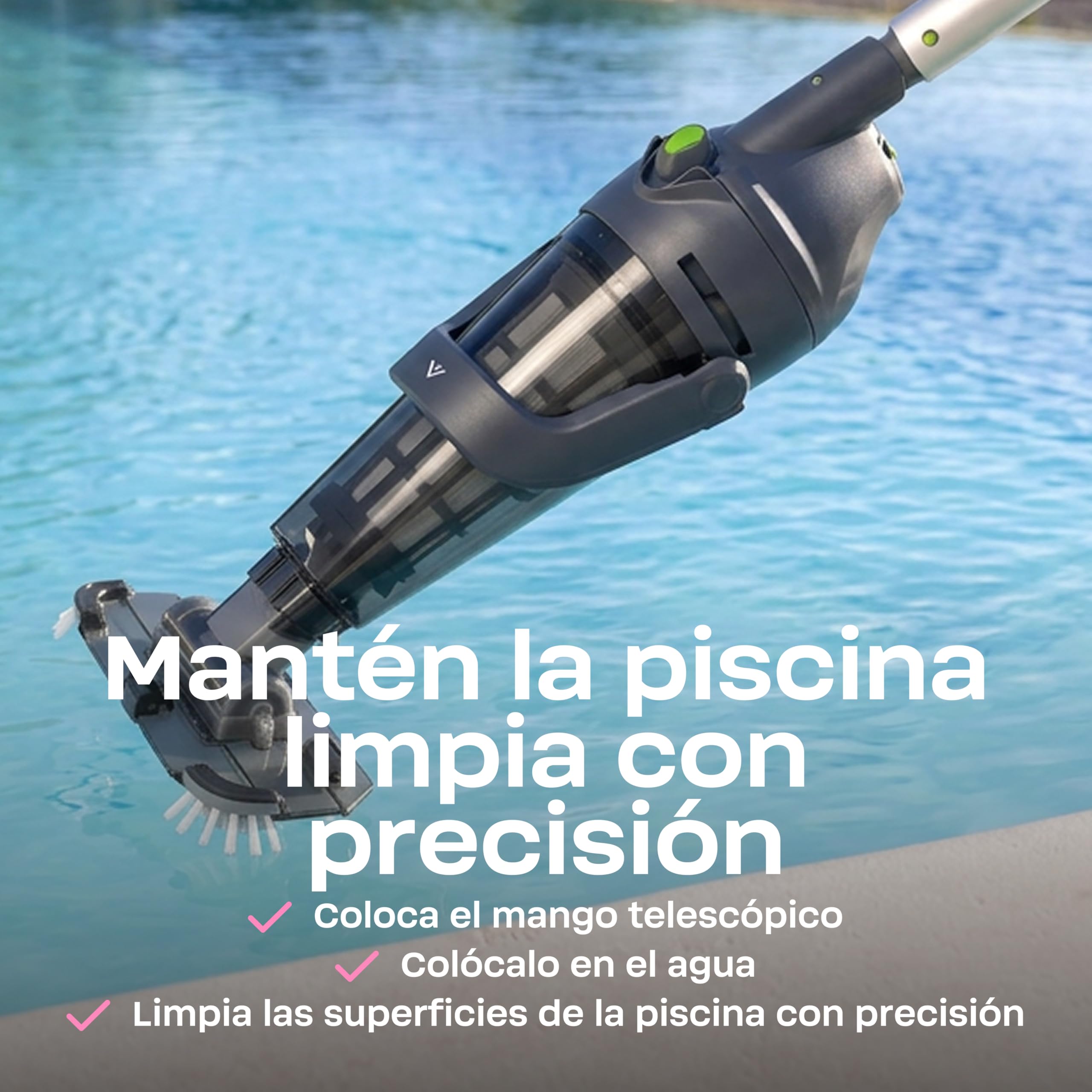 [NUEVO 2026] BWT Aspirador de piscina ES50 | Limpiador inalámbrico a batería | 60min autonomía | 5200 mAh | para piscinas hasta 25000l | Carga USB | Inalámbrico, 40 min de autonomía, 2000 mAh, para piscinas de hasta 25000 l, carga USB