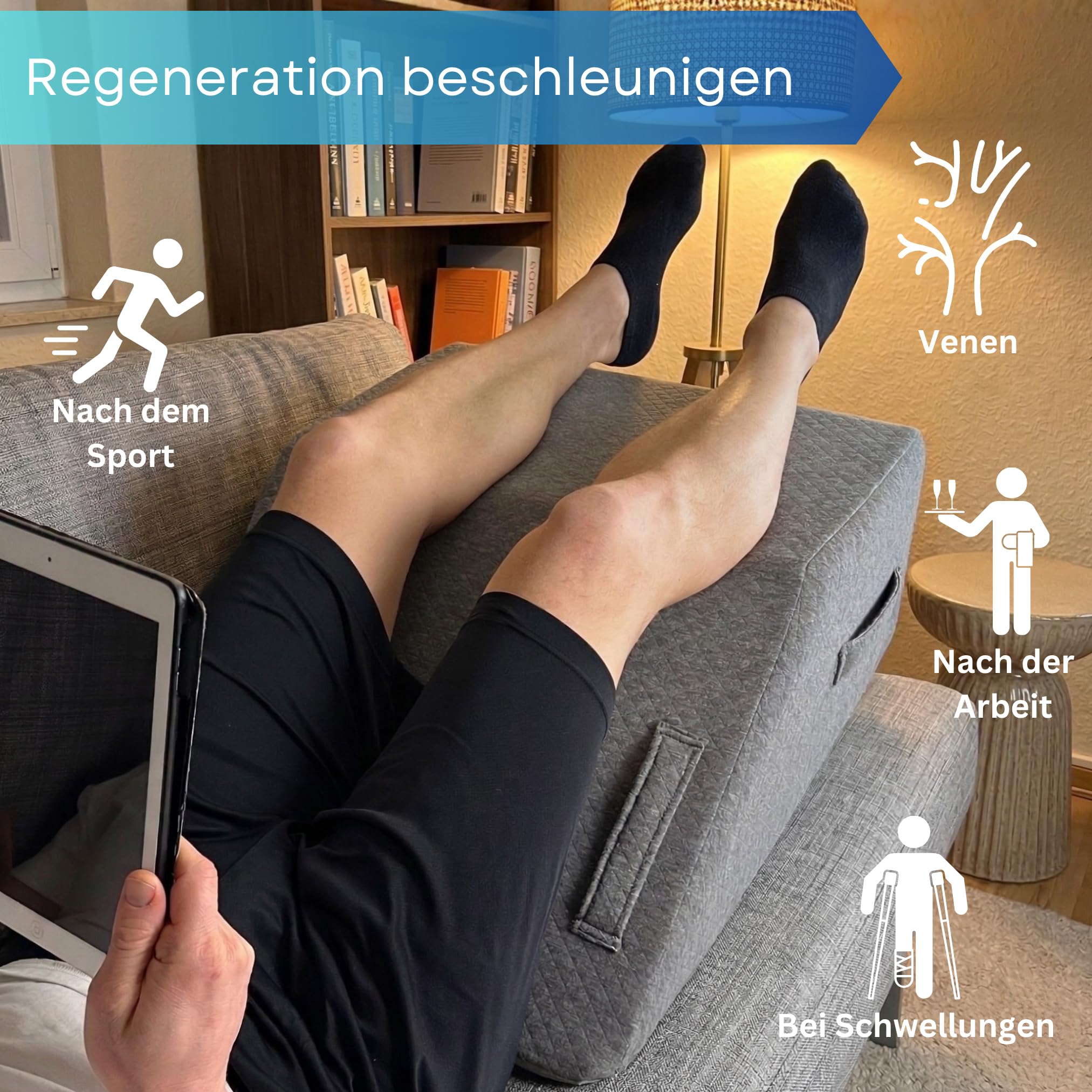 Hohes Venenkissen Beinhochlagerungskissen S-M L XL Keilkissen müde schwere Beine Wedge Pillow