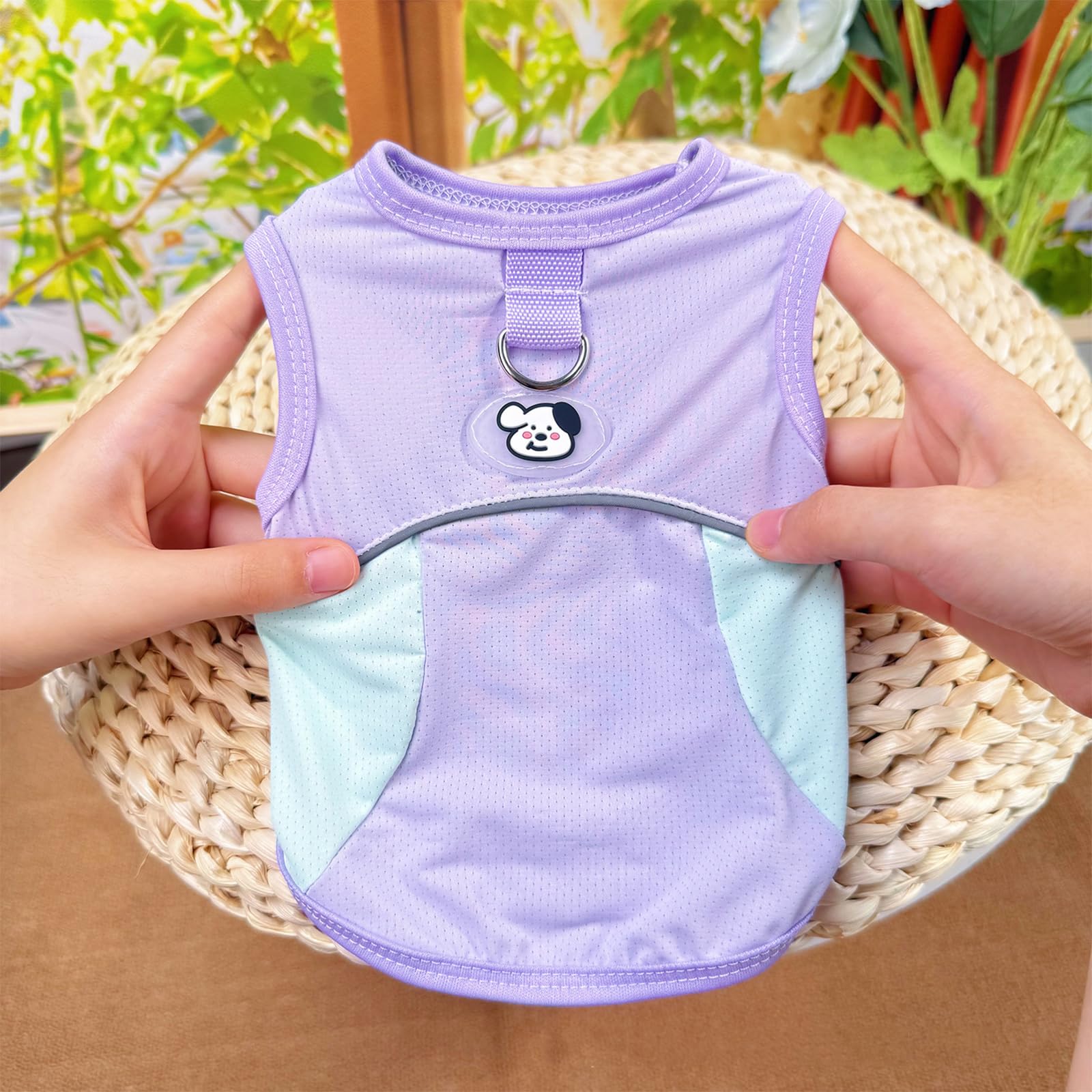 2 Pezzi Giubbotto di Raffreddamento per Cani, Gilet Rinfrescante per Cani, Maglietta Estiva per Animali Domestici, Protezione Solare per Canis di Taglia Media Piccola Gatti, M, Viola, Blu