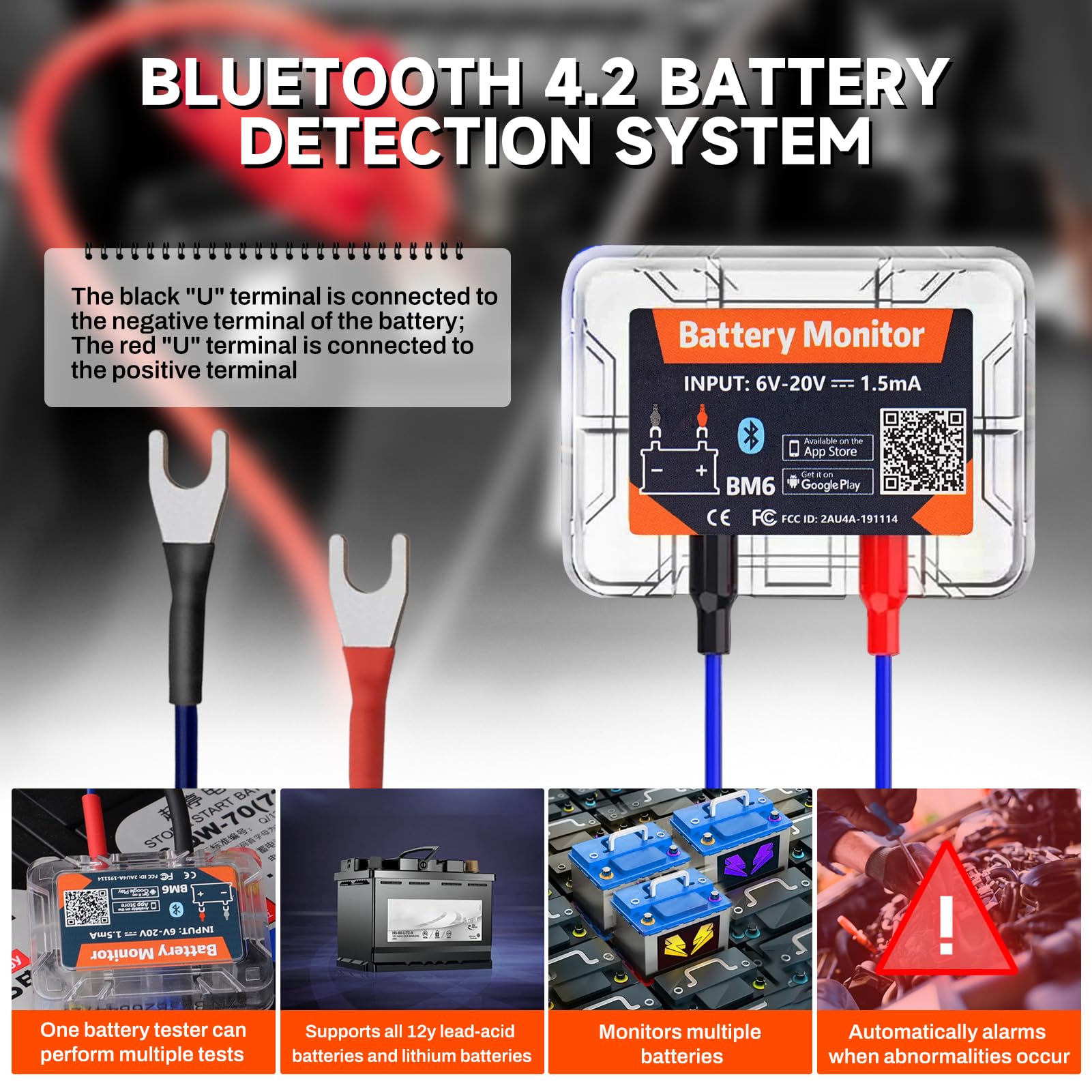 RFWR® Autoaccutester 12V/24V voor het testen en opladen van autobatterijen