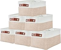 Vista 44 de DECOMOMO Cestas de almacenamiento para estantes, contenedores de almacenamiento de tela, organizadores de armario de lino y almacenamiento
