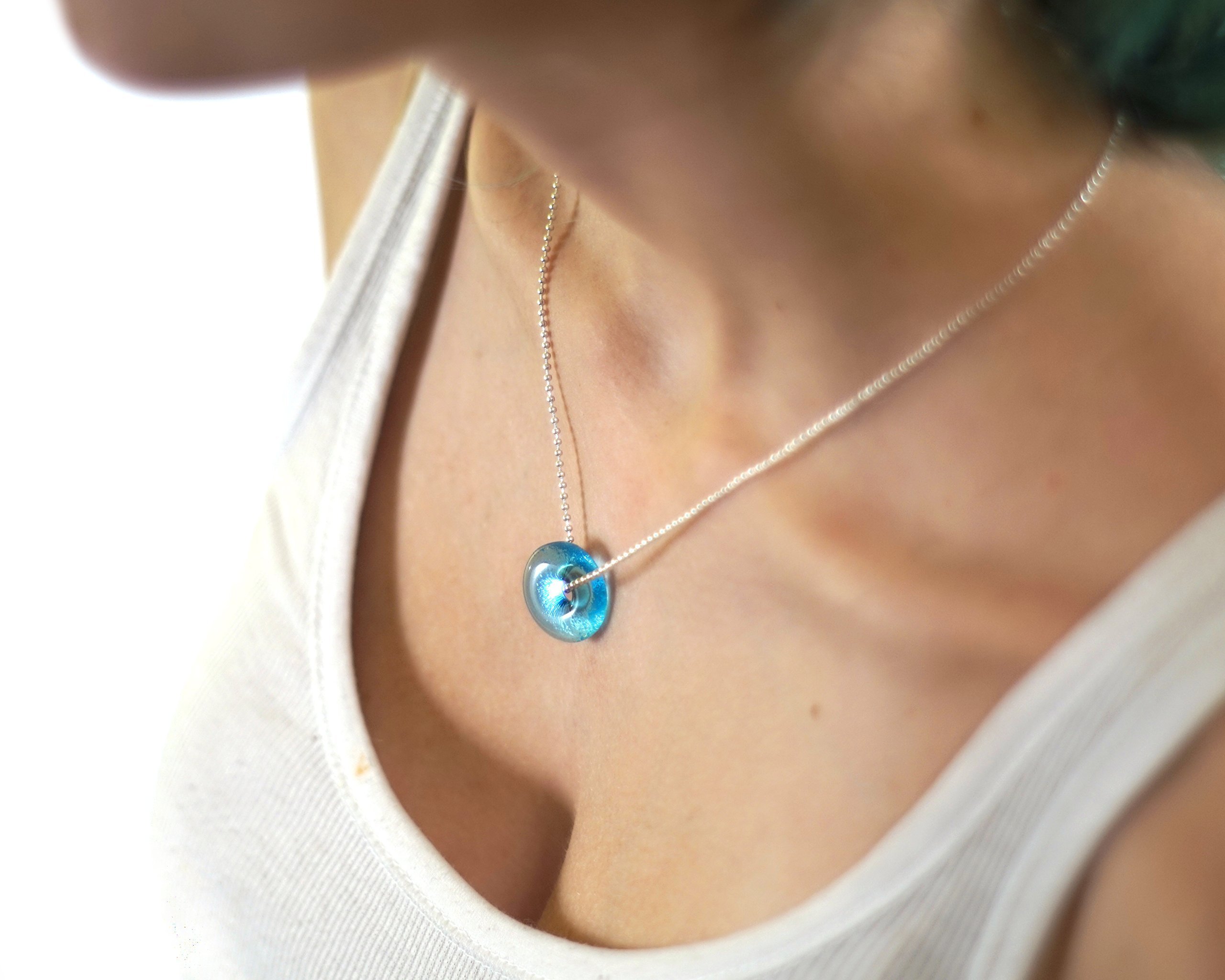 Glassoholics Tiny Gin Charm Necklace - Made from Recycled Miniature Bombay Sapphire Bottle Glass
