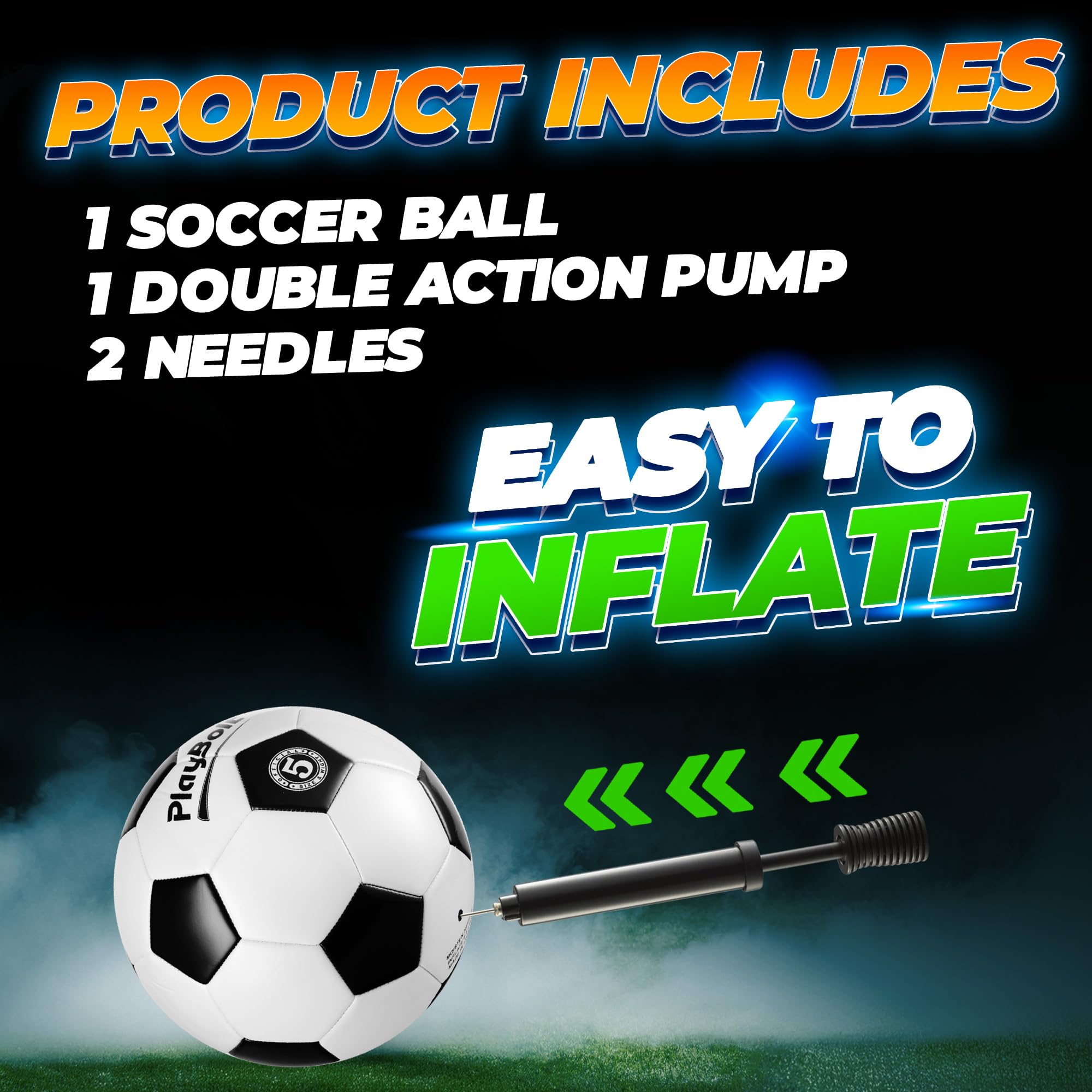 Soccer Ball Size 2/3/4 or 5 - Premium PVC Leather Cover - Youth Soccer Balls with Pump - Sports Training, Practice, Match & Game Ball for Kids, Toddlers, Teens & Adults (Pack of 1 or 4)