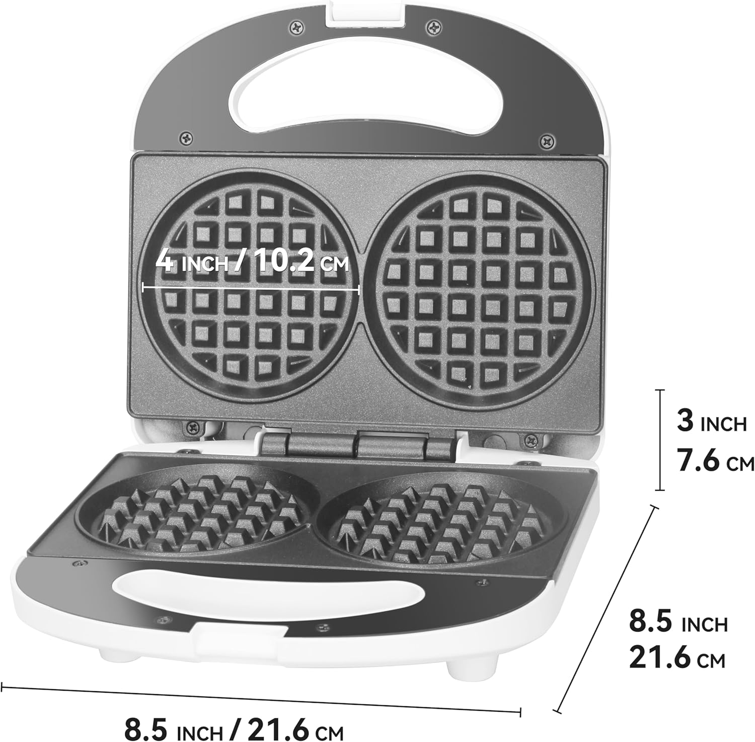 SugarWhisk Double Mini Waffle Maker Machine, Chaffle Maker, Waflera Electrica, Small Waffle Iron for Waffles, Keto Chaffles, Hash Browns, Cookies, 4 Inch