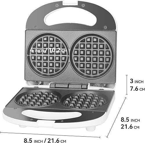 Miniatura 7 de Double Mini Waffle Maker Machine, Chaffle Maker, Waflera Electrica, Small Waffle Iron for Waffles, Keto Chaffles, Hash Browns, Cookies, 4 Inch