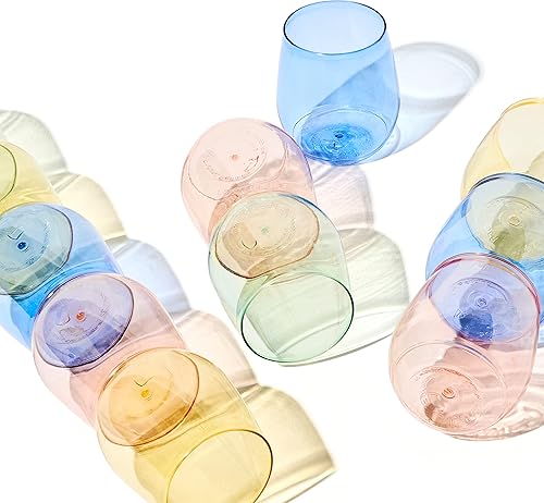 Vista 18 de TOSSWARE POP 14oz Vino – Serie Color Juego de 12 copas de vino de plástico transparente, reciclables, irrompibles y de alta calidad
