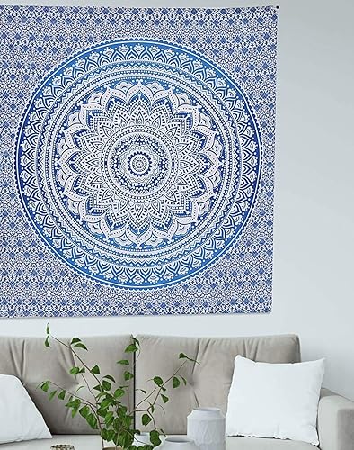 Vista 174 de Popular Handicrafts Tapestry Wall Hanging Hippie Ombre Mandala Bohemian HippyMetallic Shine Intricate Indian Tapestries Bedspread 84 x 90 Inches