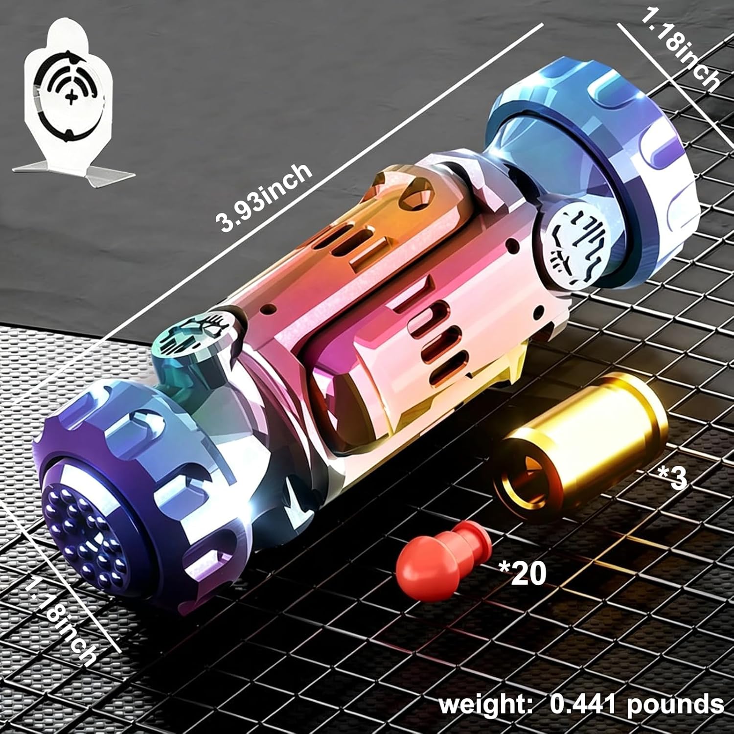 Fidget Tungsten Steel Guns Toys,Metal Spinner Fingertip, Shock Detonation Alloy Throwing Shell Rotatable Folding Handheld Adults Launch Decompression Magnet Slider EDC Toy,Colours