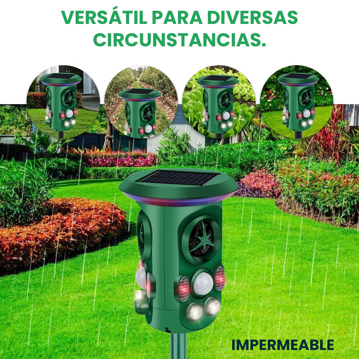 Repelente de Gatos Fleau Garden Pro - Repelente de Animales - Ultrasónico - Energía Solar - Repelente de martas - de Palomas - de plagas - Resistente al Agua