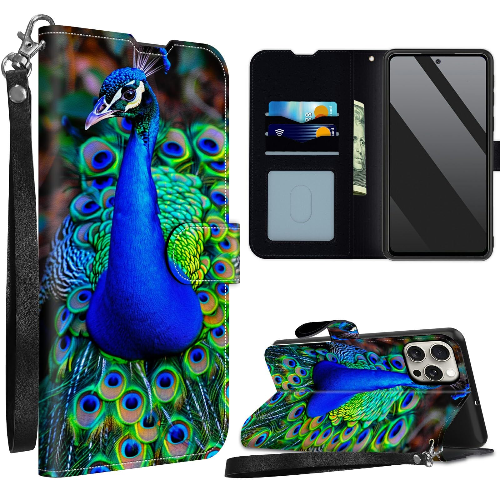 Amazon.com: SROJDHFJB Peacock for iPhone 16 Pro Wallet Case with