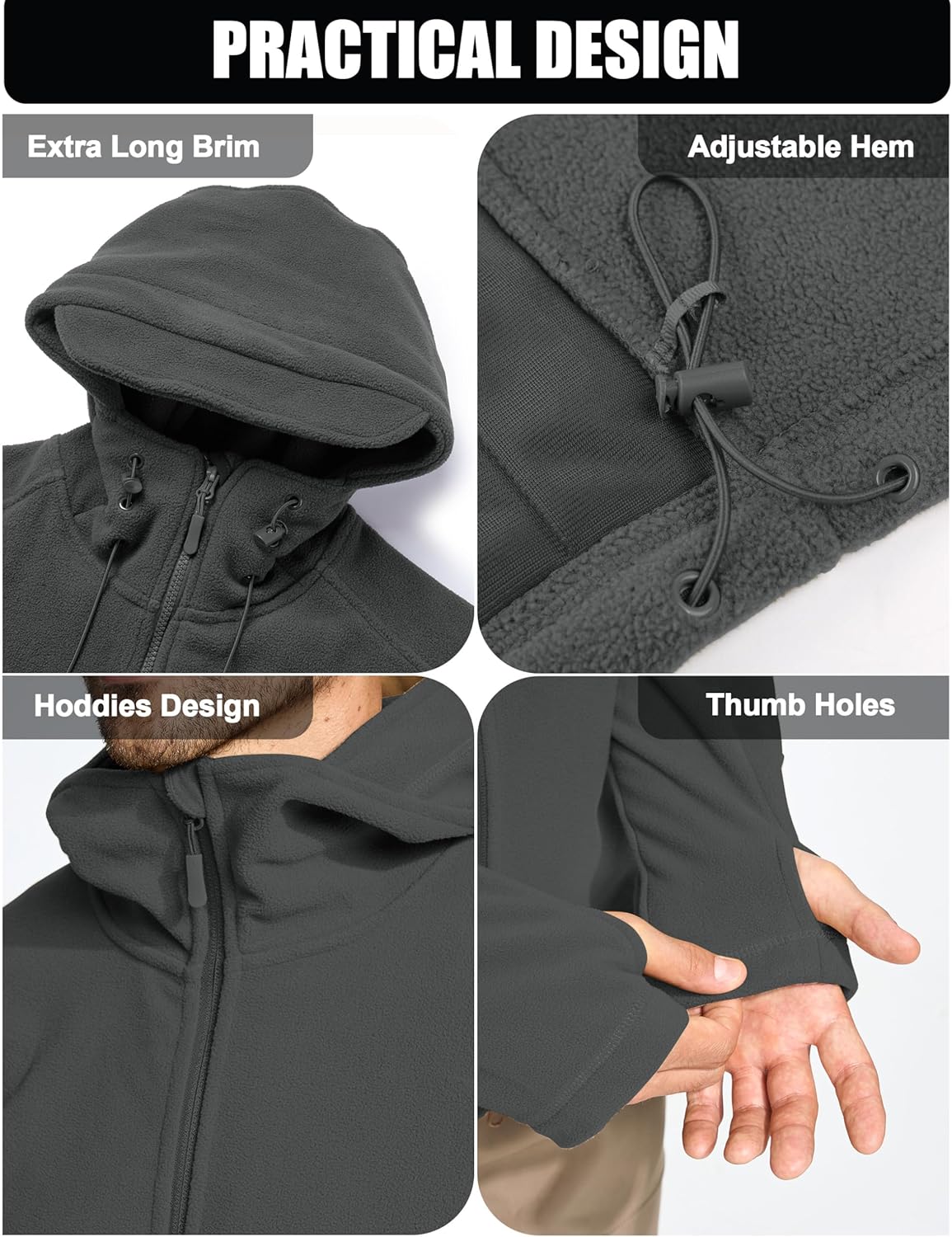 CRYSULLY Men's Military Tactical Sport Warm Fleece Hooded Outdoor Adventure Jacket Coats - Image 7