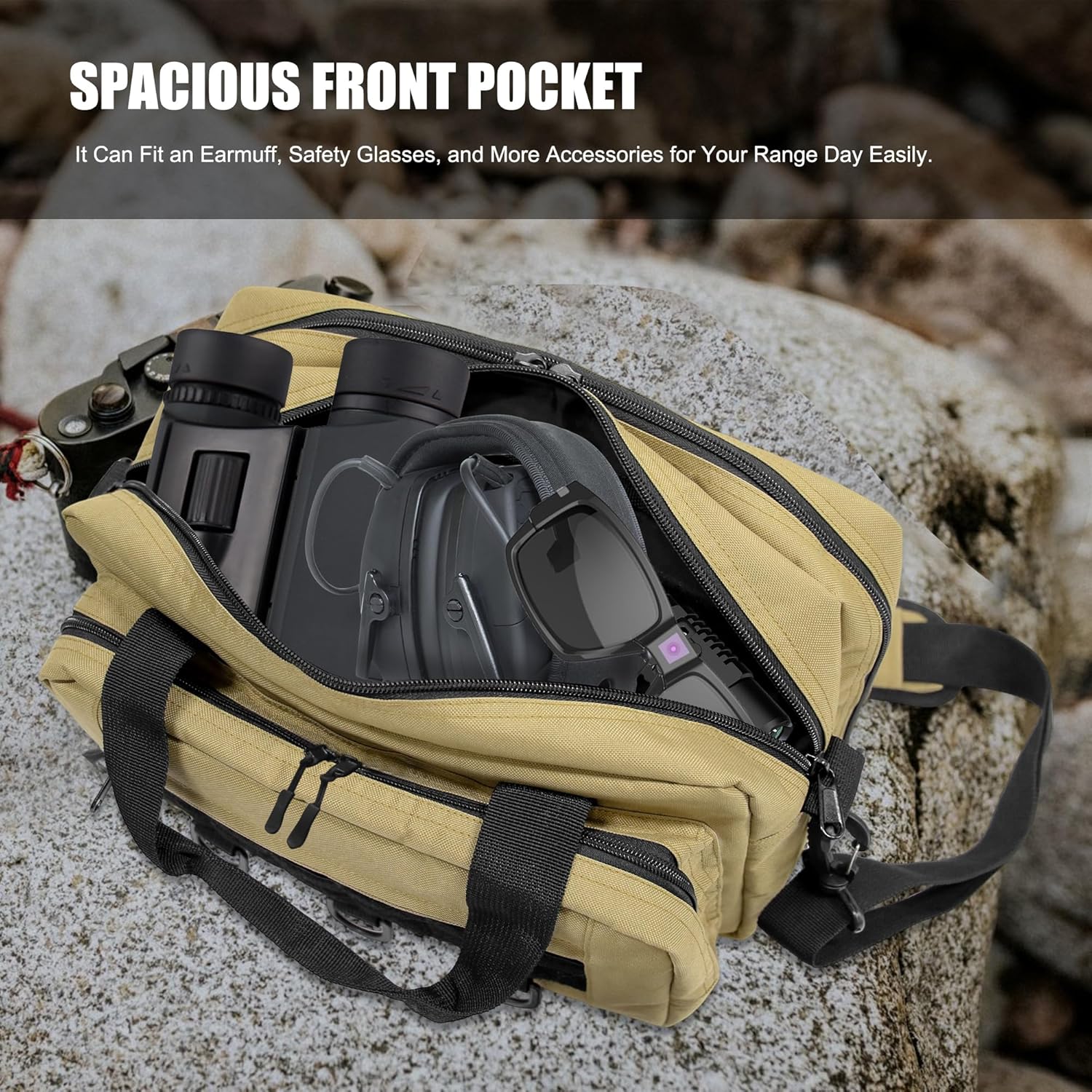 Gun Range Bags for Handguns, Tactical 2 Firearm Shooting Bag for Ammo, Pistol Carrying Case with Multi-Pockets, Shooters Duffle Bag for Outdoor Hunting