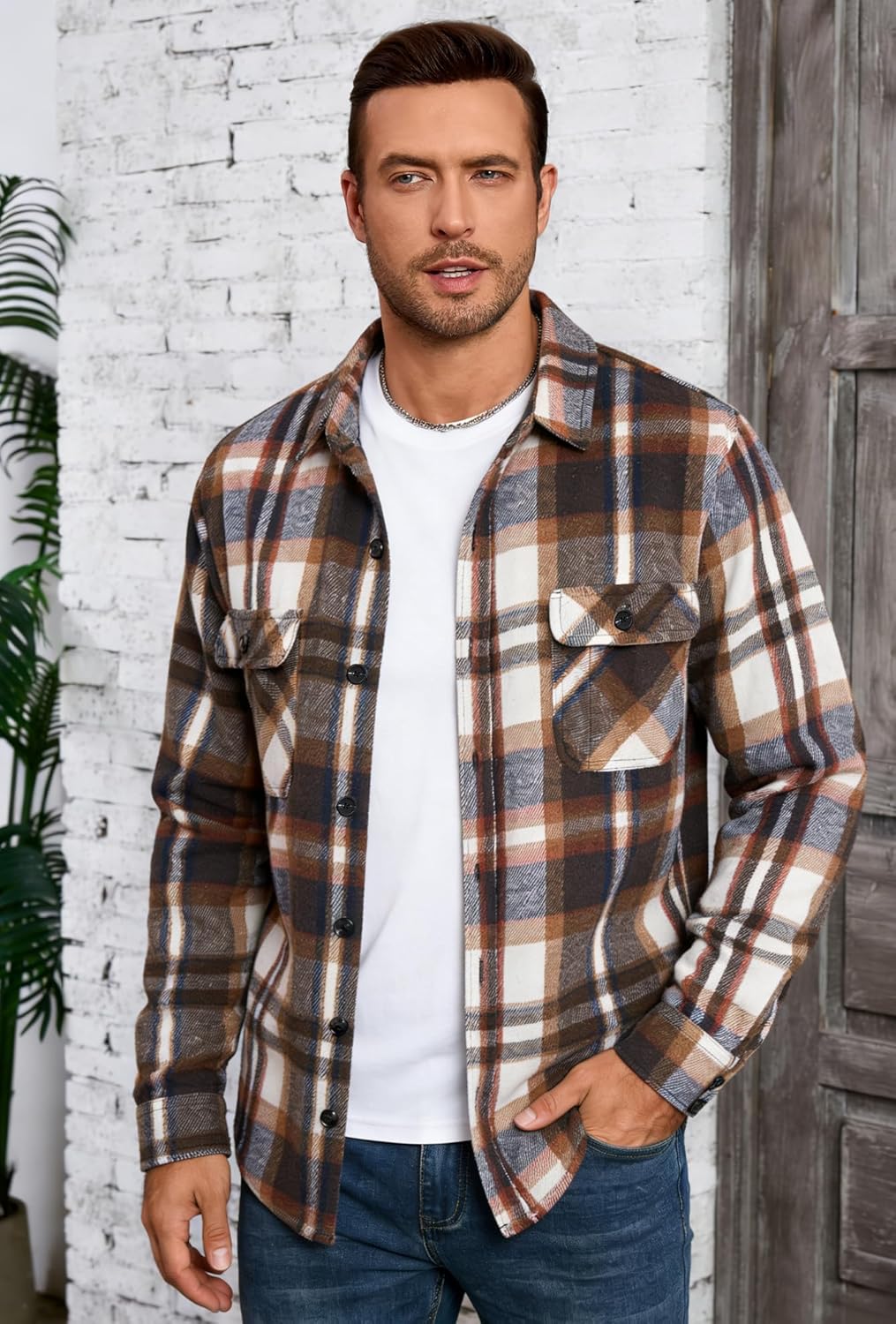 Men's Flannel Shirts Button Down Plaid Shirt Jacket for Men Flannel Shirt Jacket with Pockets - Image 2