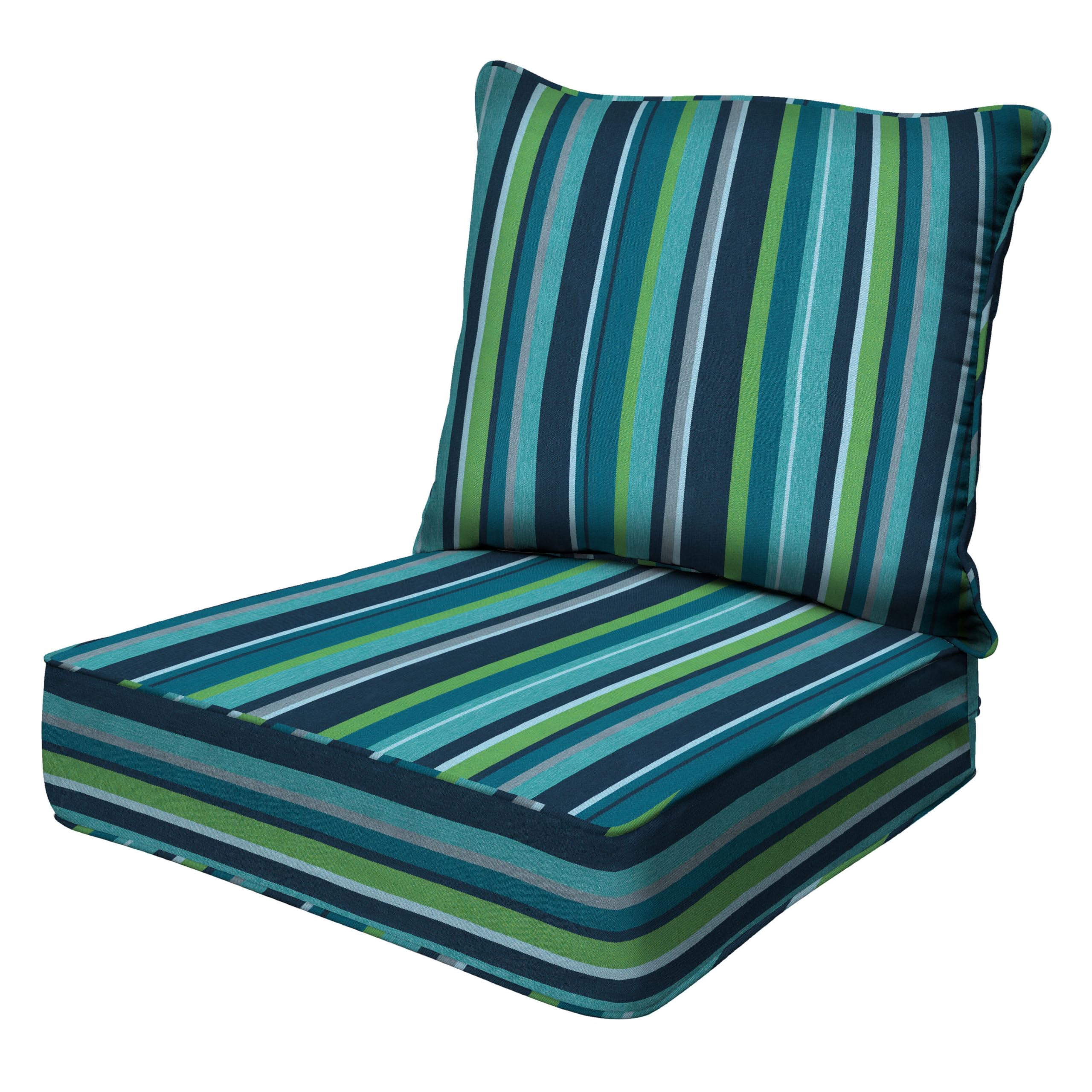 Honeycomb Outdoor Heritage Deep Seat, 24 x 23, Stripe Poolside Chair Cushion with Removable Cover for Patio Furniture