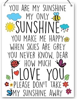 Dorothy Spring You Are My Sunshine My Only Sunshine Colourful Decorative Quote Plaque Metal Sign Gift Size 15x20cm