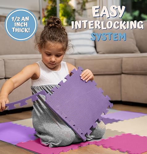 Vista 51 de ToyVelt - Tapete infantil de espuma, alfombra de juego entrelazado con colores, alfabeto, ABC; rompecabezas grande de azulejos educativos de espuma