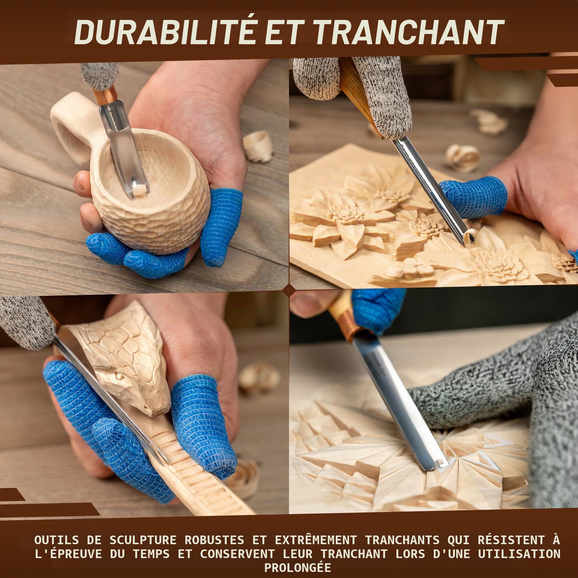 BeaverCraft Kit Gouges Sculpture Bois SC01 – Set Ciseaux Cuillère – Outils Bois avec Gouges Radiales, Ciseau Plat, Gouge Coudée, Cuir d’Affûtage & Étui Roulant