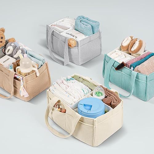 Miniatura 8 de Organizador de pañales para bebé, cesta de almacenamiento portátil para artículos esenciales para recién nacidos, organizador de bolsas de pañales