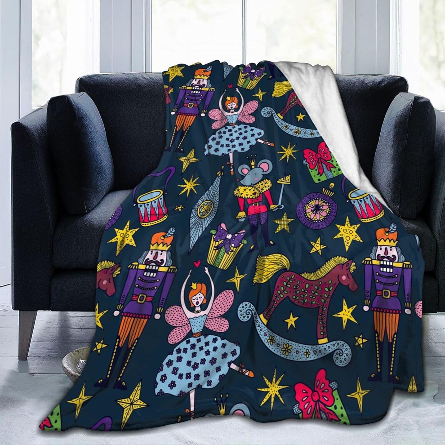 Nutcracker Gifts Christmas Throw Blanket for Couch Sofa Bed