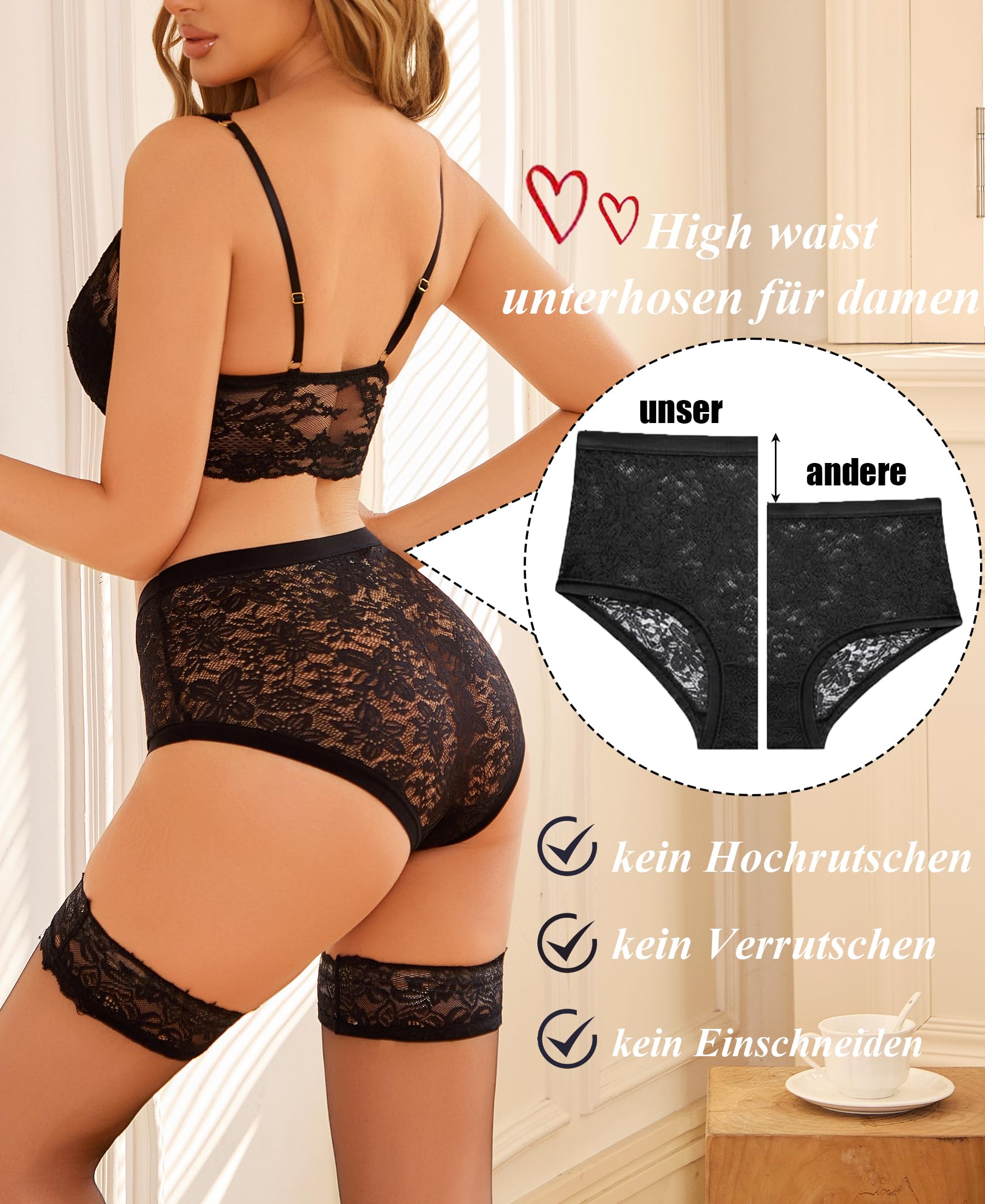ALL OF ME Majtki damskie Bielizna Koronkowa Bielizna damska Sexy High Size Majtki Zestaw miękkich i wygodnych majtek Zestaw 5 sztuk S-XXL