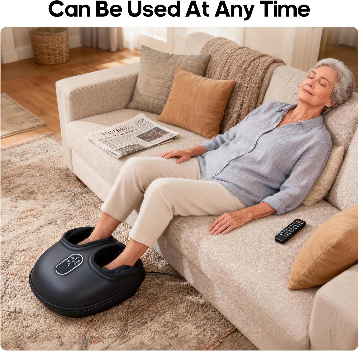 NEWBULIG Foot Massager Machine with Heat, Air Compression and Deep Kneading, 6 Modes Shiatsu Foot Massager for Muscle Relief, Valentines Gifts for Women, Men and Parents