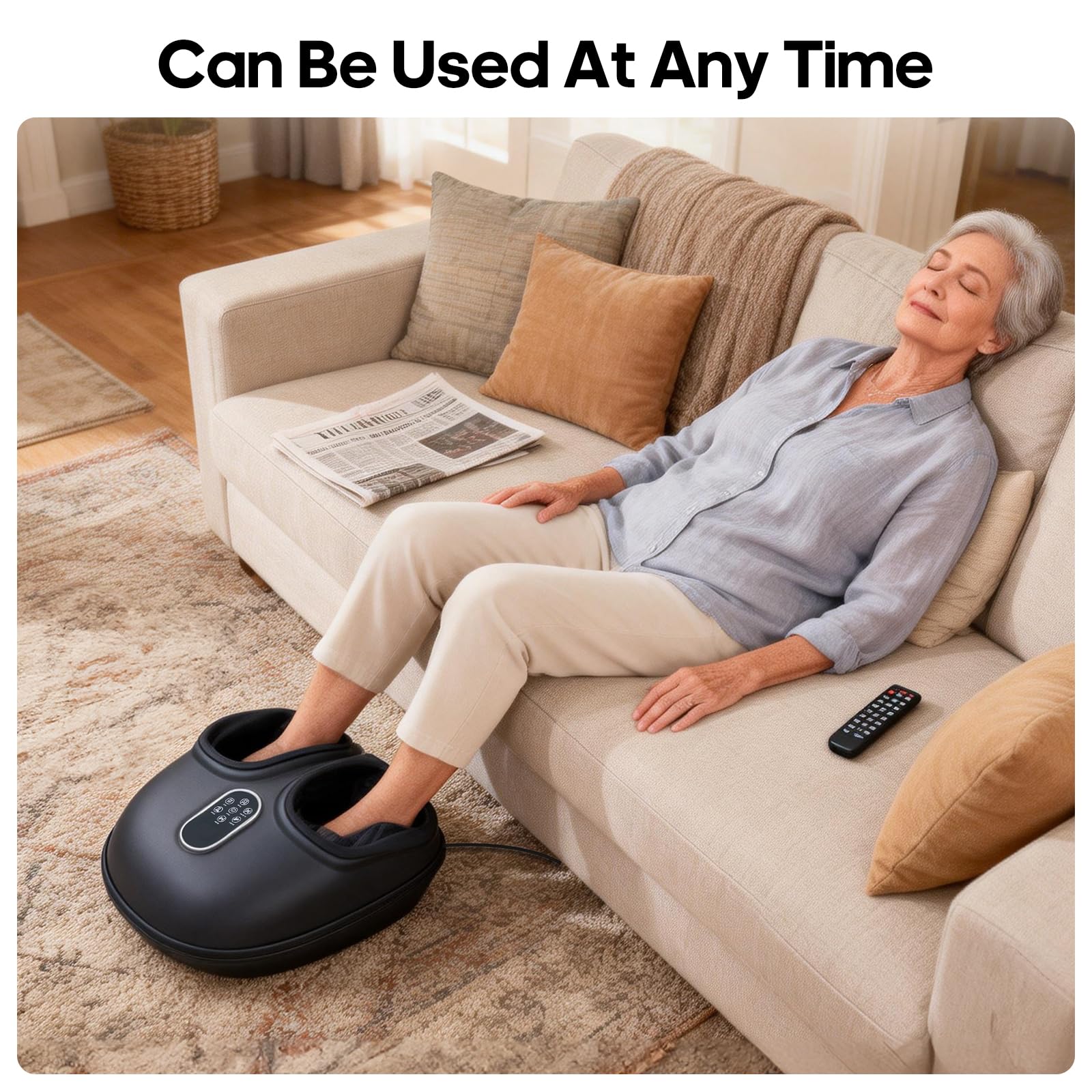 NEWBULIG Máquina masajeadora de pies con calor, compresión de aire y amasamiento profundo, 6 modos de masajeador de pies Shiatsu para alivio muscular, regalos de San Valentín para mujeres, hombres y