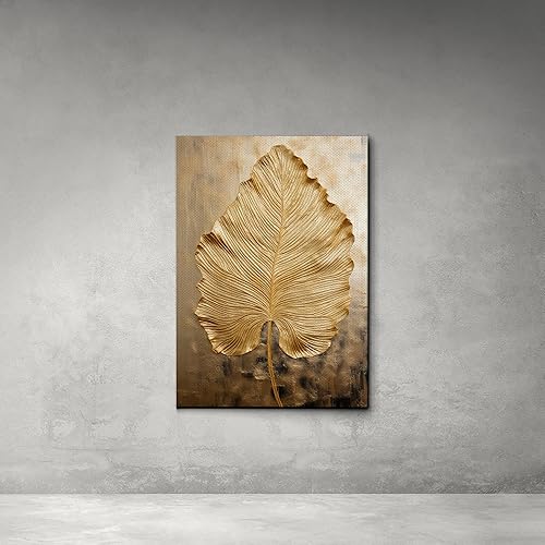 Miniatura 4 de Original Ginkgo biloba Print On Canvas, Modern Textured Gold Wall Art, Abstract Gold Leaves Print, Living room Wall Decor, Modern Home Decor, Arts