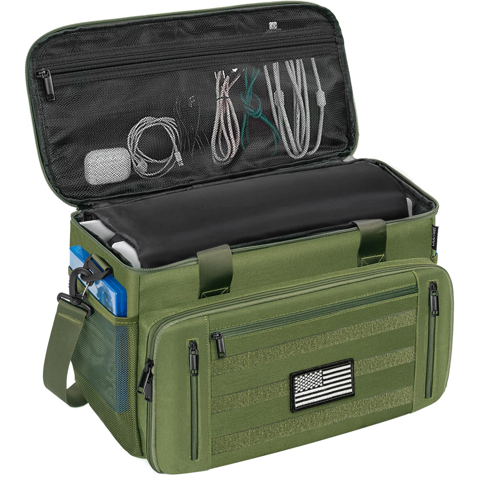 OUUTMEE Tactical Carrying Bag Compatible with PS5 PS5 Pro PS5 Slim Console Travel Console Carry Case with Multi-Pockets