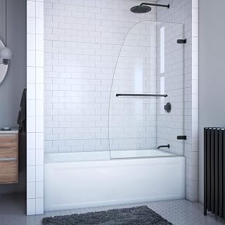 Aqua Uno 34 5/16 inch W x 58 inch H Frameless Hinged Tub Door in Matte Black