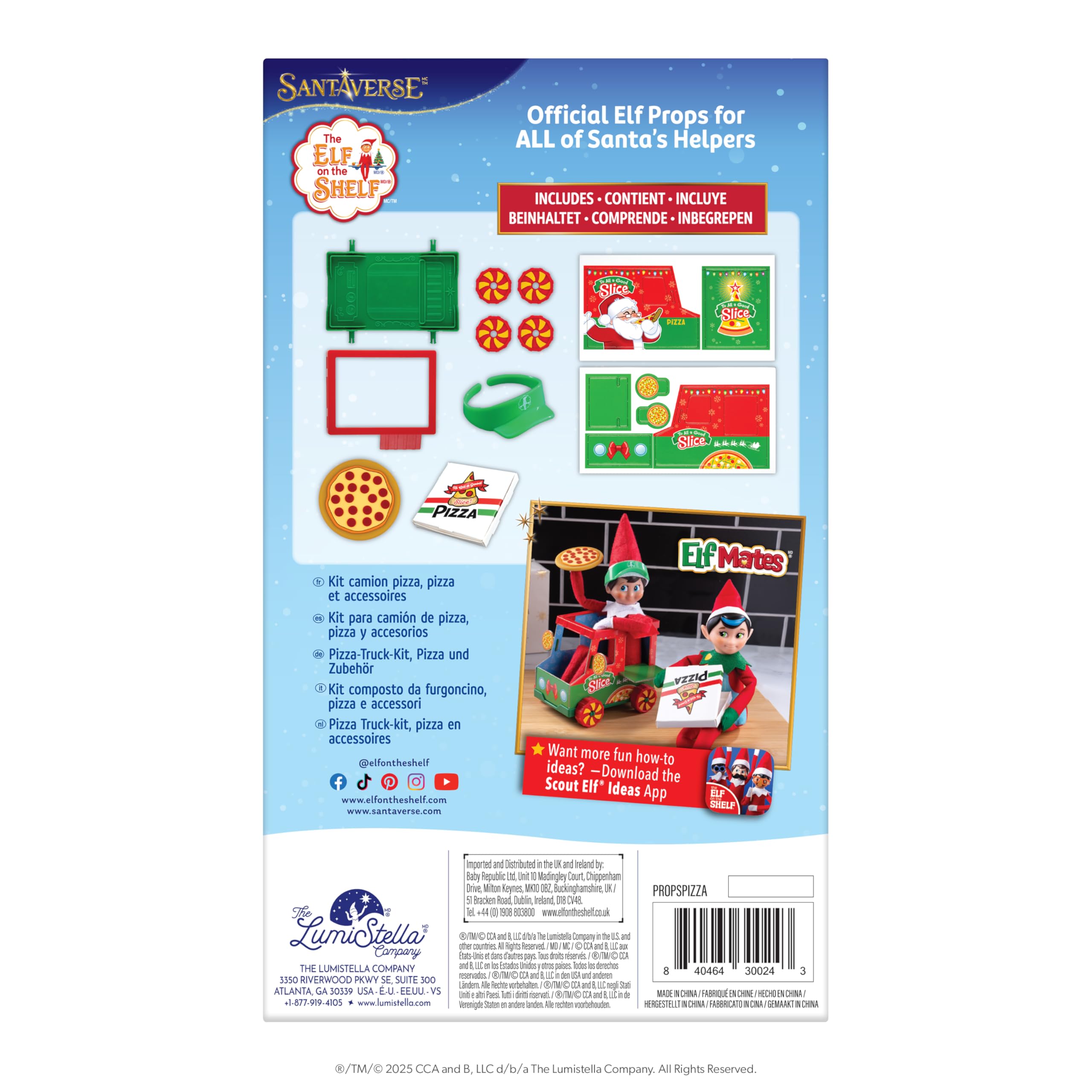 The Elf on the Shelf Polar Props Camion à Pizza Polaire – Accessoires et Accessoires pour des scènes Amusantes d'elfe de Pizza – Elfe Scout Non Inclus.