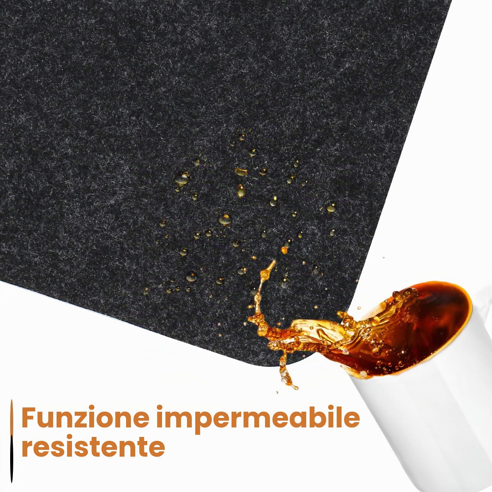 Tappetino Scrivania Feltro 100x40cm Antiscivolo Grigio Scuro